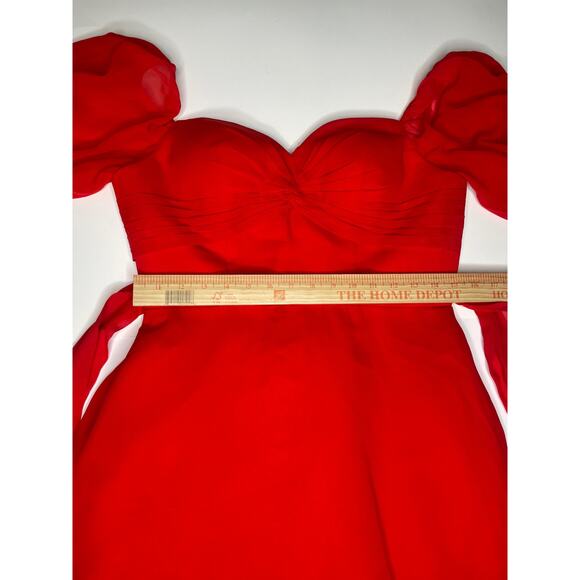 UGC Stunning Crimson Red Floor-Length Evening Gown - Sweetheart Neckline - Picture 7 of 10